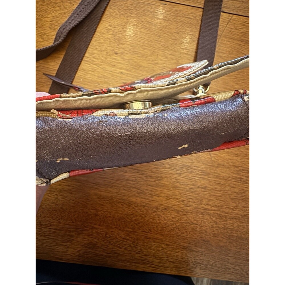 Sakroots Floral Crossbody Bag with Brown Strap in Red, Beige, Pink - Picture 9 of 9